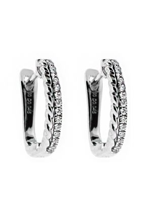 Small Diamond Thin Huggie Style Earring in 18kt White Gold