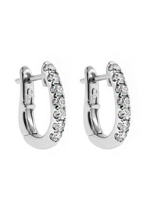 Small Diamond Thin Huggie Style Hoop Earring in 18kt White Gold