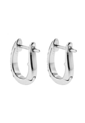 Small Diamond Thin Huggie Style Hoop Earring in 18kt White Gold