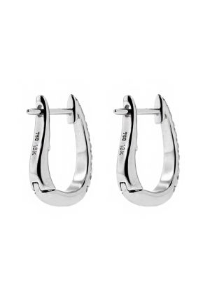 Small Graduating Diamond Thin Huggie Style Hoop Earring in 18kt White Gold