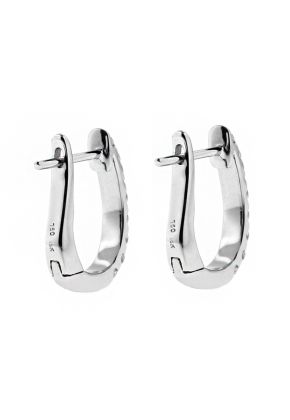 Diamond Thin Huggie Style Hoop Earring in 18kt White Gold