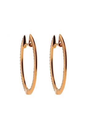Thin Diamond Inside Outside Hoop Earrings 18kt Rose Gold