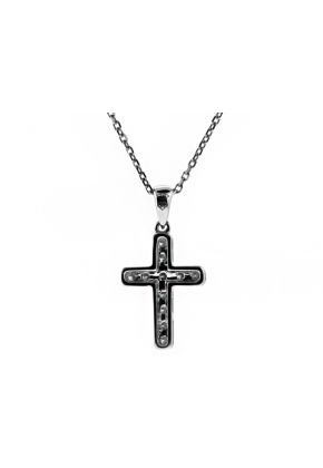 11 Stone Gold Border Diamond Cross in 18kt White Gold