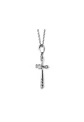 Gold and Diamond Cross in 18kt White Gold