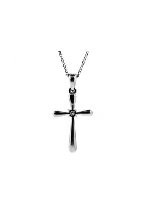 Gold and Diamond Cross in 18kt White Gold