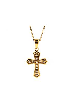 Diamond Cross with 11 Channel Set Diamonds in 18kt Yellow Gold