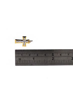 Two Tone 3D Diamond Cross in 18kt Gold