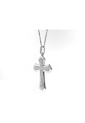 Pave Set Diamond Cross in 18kt White Gold