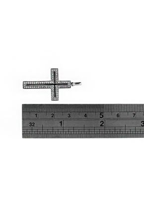 Diamond Cross with Gold Line Center in 18kt White Gold