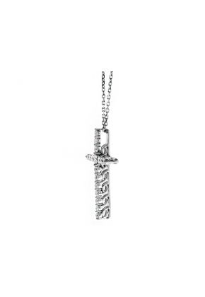 Single Row Common Prong Diamond Cross in 18kt White Gold