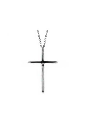 Single Row Common Prong Diamond Cross in 18kt White Gold