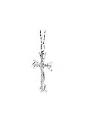 Modern Diamond Cross in 18kt White Gold