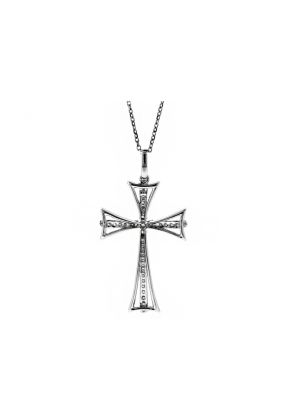 Modern Diamond Cross in 18kt White Gold