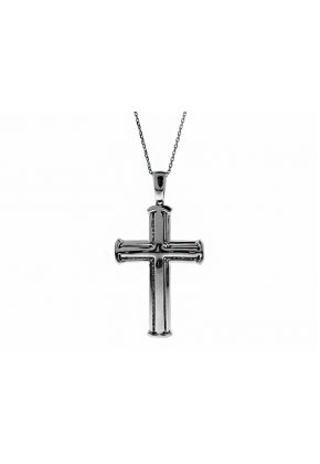 Center Diamond in Halo Diamond Cross in 18kt White Gold