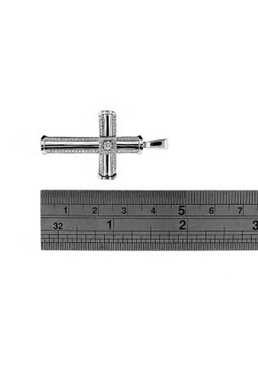 Center Diamond in Halo Diamond Cross in 18kt White Gold