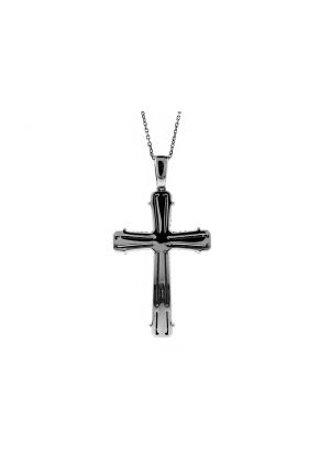 Rope Design Detail Diamond Cross in 18kt White Gold