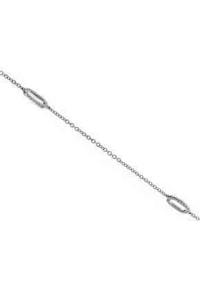 Open Oval Diamond Links on a Chain Necklace in 18kt White Gold