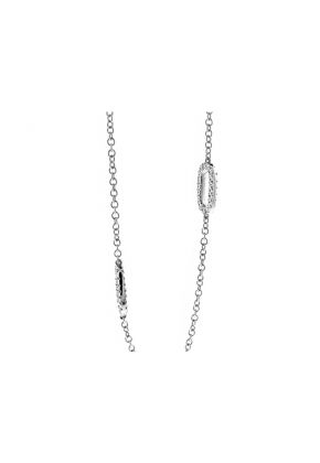 Open Oval Diamond Links on a Chain Necklace in 18kt White Gold