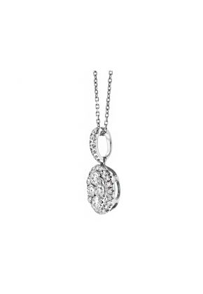 Oval Diamond Cluster Pendant with Diamond Bail in 18kt White Gold