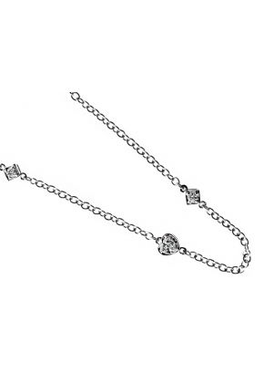 Heart and Diamond Shape Small Diamond Clusters on a Chain Necklace in 18kt White Gold
