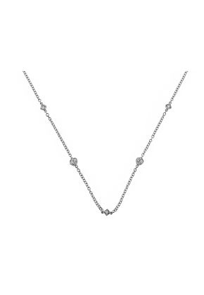 Heart and Diamond Shape Small Diamond Clusters on a Chain Necklace in 18kt White Gold