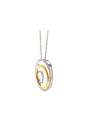 Two Tone Three Circles Diamond Pendant Necklace in 18kt Gold