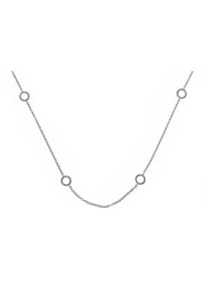 Diamond Open Circles on Chain Necklace in 18kt White Gold
