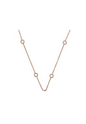 Diamond Open Circles on a Rose Gold Chain Necklace 18kt Gold