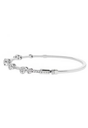 Diamond Bangle with Round Clusters in 18kt White Gold