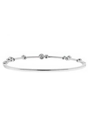 Diamond Bangle with Round Clusters in 18kt White Gold
