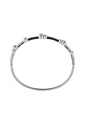 Diamond Bangle with Round Clusters in 18kt White Gold