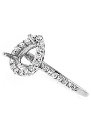 Diamond Pear Halo Engagement Ring Semi Mount in 18kt White Gold