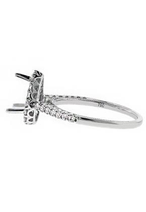 Diamond Pear Halo Engagement Ring Semi Mount in 18kt White Gold