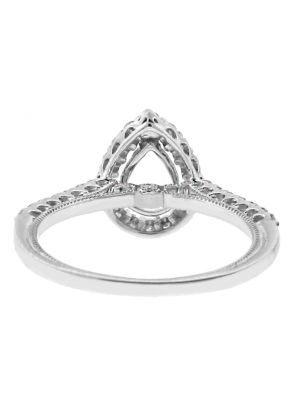 Diamond Pear Halo Engagement Ring Semi Mount in 18kt White Gold