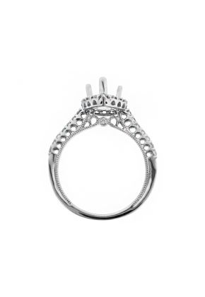 Diamond Pear Halo Engagement Ring Semi Mount in 18kt White Gold