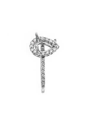 Diamond Pear Halo Engagement Ring Semi Mount in 18kt White Gold