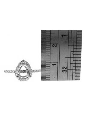 Diamond Pear Halo Engagement Ring Semi Mount in 18kt White Gold