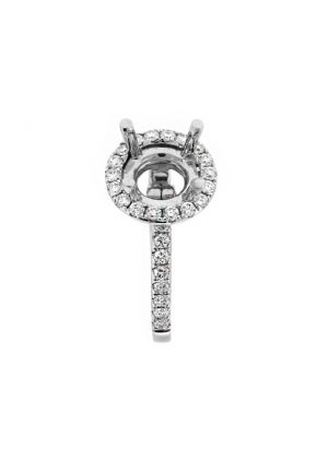 Top and Bottom Circle Halo Diamond Engagement Ring Semi Mount in 18kt White Gold