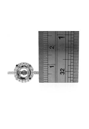 Top and Bottom Circle Halo Diamond Engagement Ring Semi Mount in 18kt White Gold