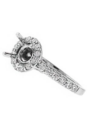 Circle Halo Diamond Engagement Ring Semi Mount in 18kt White Gold