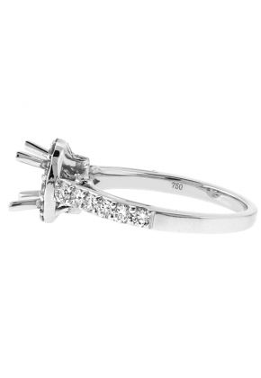 Circle Halo Diamond Engagement Ring Semi Mount in 18kt White Gold
