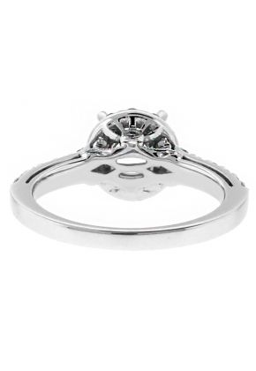 Circle Halo Diamond Engagement Ring Semi Mount in 18kt White Gold
