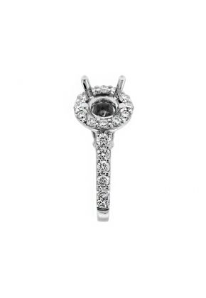 Circle Halo Diamond Engagement Ring Semi Mount in 18kt White Gold