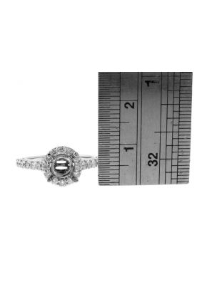 Circle Halo Diamond Engagement Ring Semi Mount in 18kt White Gold