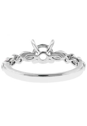 Marquise and Round Shapes With Milgrain Detailed Shank Diamond Engagement Ring Semi Mount