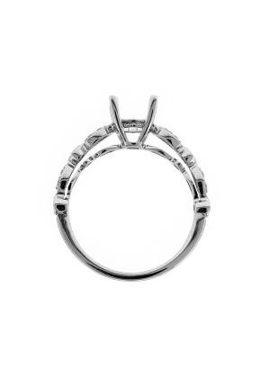 Marquise and Round Shapes With Milgrain Detailed Shank Diamond Engagement Ring Semi Mount