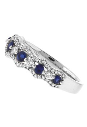 Openwork Sapphire Ring with Diamonds in 18k White Gold