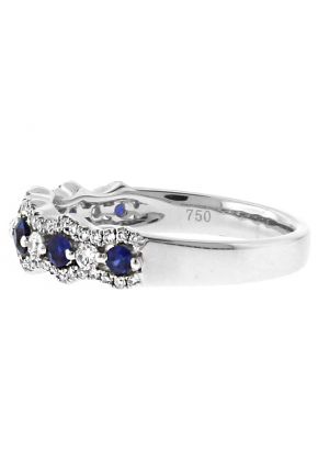 Openwork Sapphire Ring with Diamonds in 18k White Gold