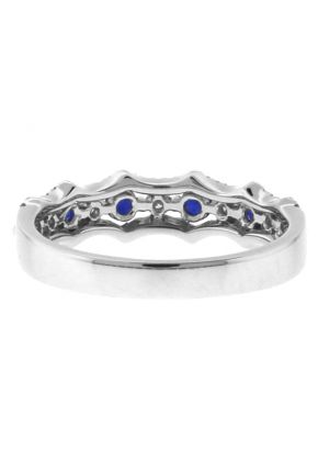 Openwork Sapphire Ring with Diamonds in 18k White Gold
