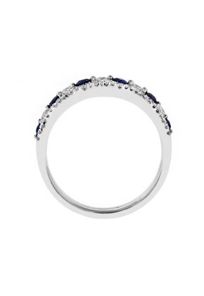 Openwork Sapphire Ring with Diamonds in 18k White Gold